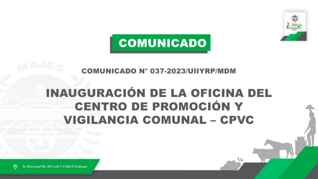 COMUNICADO N° 037-2023/UIIYRP/MDM
