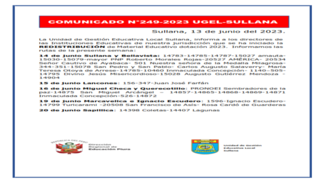 Comunicado N°249-2023