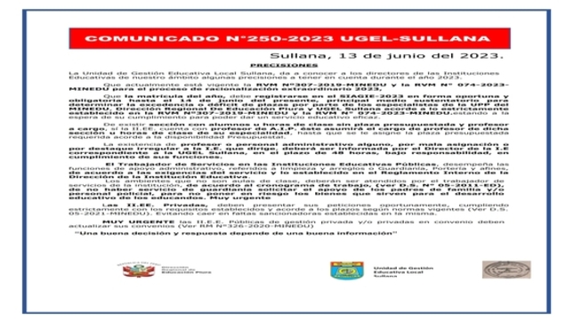 Comunicado N°250-2023