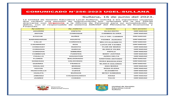 Comunicado N°256-2023