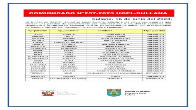 Comunicado N°257-2023