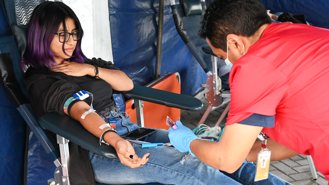 Imagen de una persona donando sangre