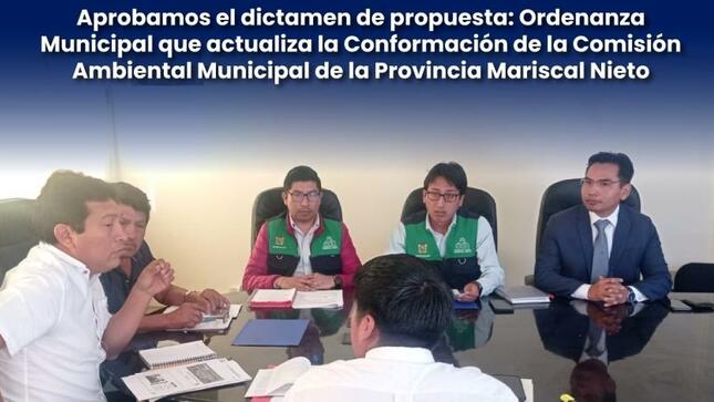Este martes 14 de junio, se sostuvo la reunión con la Comisión de Desarrollo Urbano, Ambiental y Acondicionamiento Territorial del Consejo Provincial de la Municipalidad Provincial Mariscal Nieto, donde participaron los regidores Juan Alvarado (presidente), Rudolf Gutiérrez (secretario) y Ángel Machaca (Vocal).