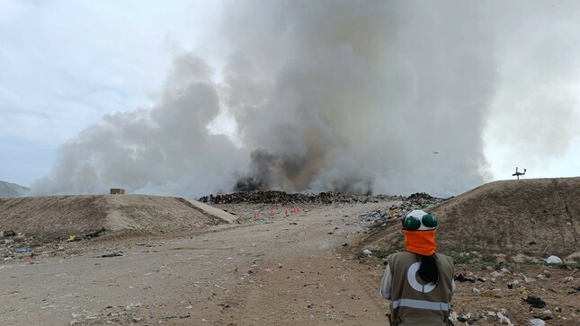 Chiclayo: OEFA supervisa incendio en infraestructura de disposición final de residuos sólidos municipales