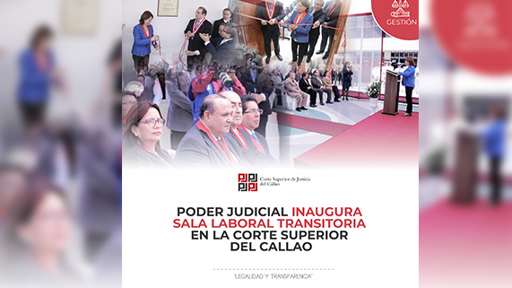 Portada collage de fotos de la ceremonia de inauguración de la Sala Laboral Transitoria del Callao.