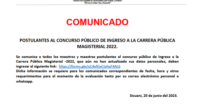 POSTULANTES AL CONCURSO PÚBLICO DE INGRESO A LA CARRERA PÚBLICA