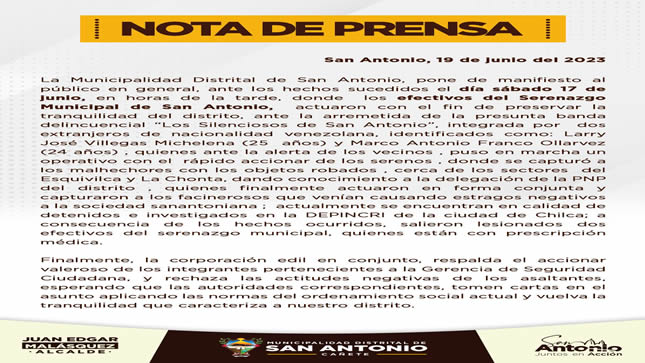 NOTA DE PRENSA