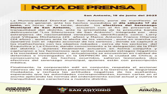 NOTA DE PRENSA