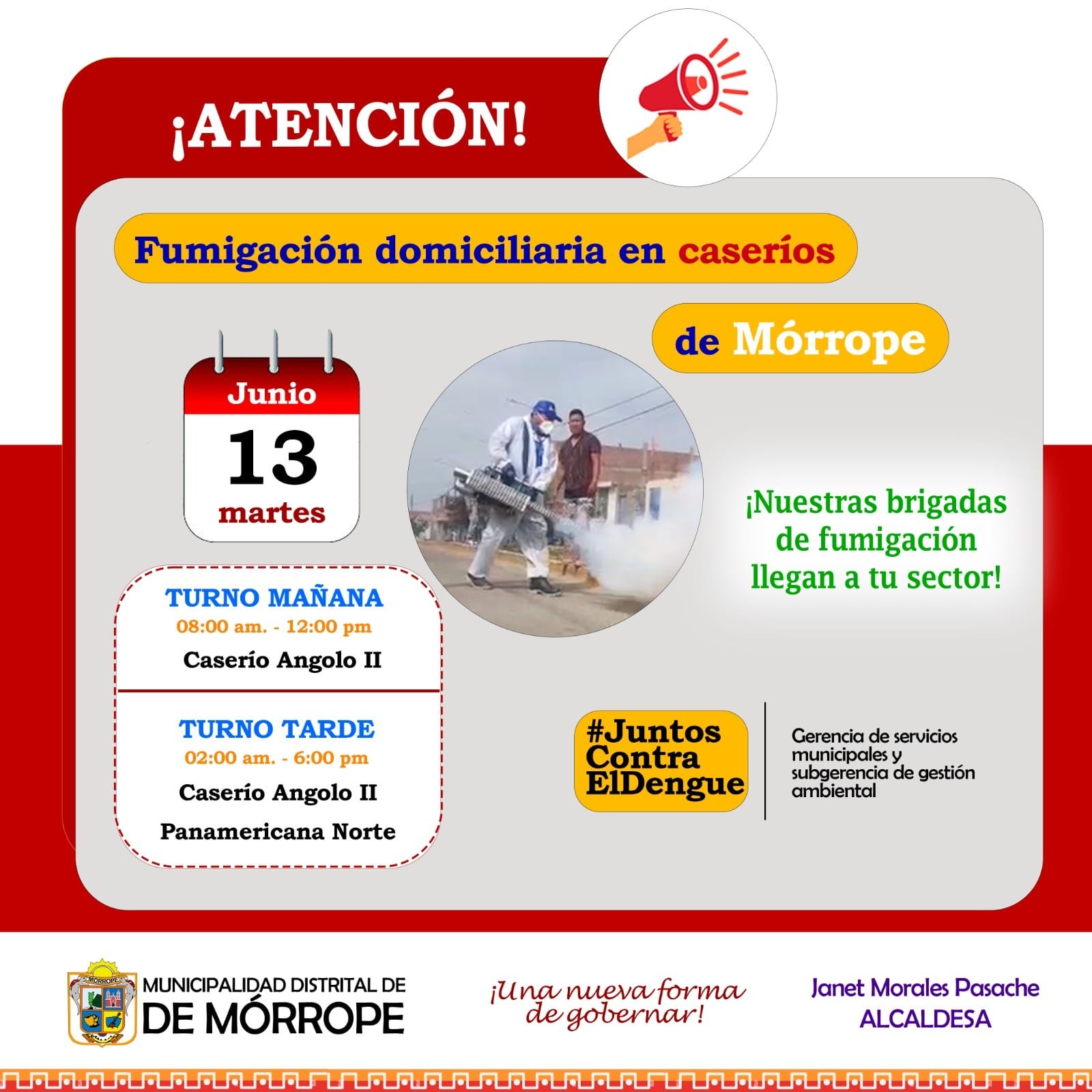 Inician trabajos de fumigaci贸n en la zona rural de M贸rrope.