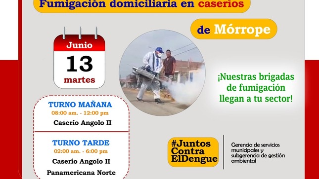 Inician trabajos de fumigación en la zona rural de Mórrope.