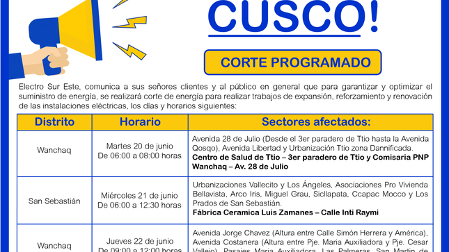 Comunicado - Corte Programado Días 20