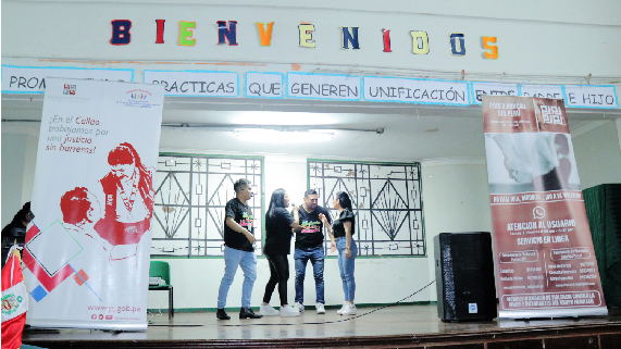 Trabajadores del Módulo de Violencia - protección de la Corte Superior del Callao presentaron un sociodrama sobre bullying ante escolares del colegio 2 de Mayo-Callao
