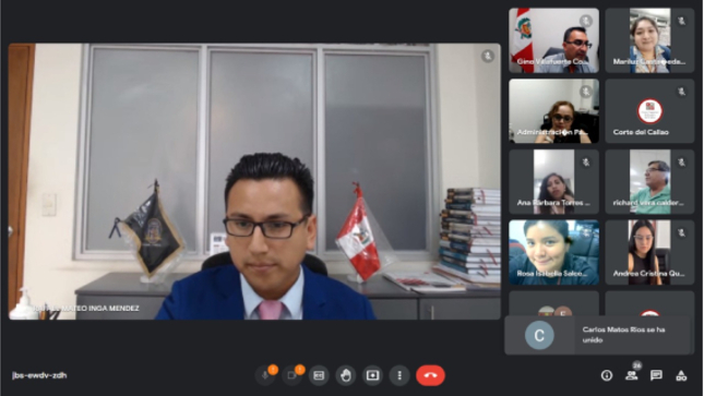 Juez Rafael Mateo Inga Méndez, del Cuarto Juzgado Civil del Callao, disertó sobre las ventajas de la oralidad en el nuevo sistema de juzgamiento, como parte de la capacitación del personal del módulo de paz letrado del Callao