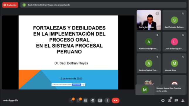 Juez del Quinto Juzgado Civil, Saúl Beltrán Reyes, expuso en la cuarta jornada de capacitación programada como parte de la fase de preparación de la oralidad en los Juzgados de Paz Letrado