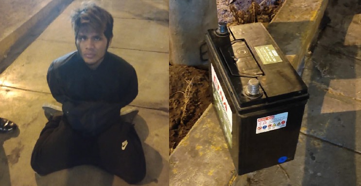 Serenos y policías atrapan a ladrón de autopartes.