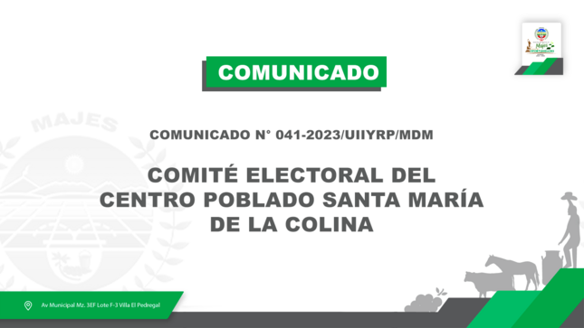 Comité Electoral del Centro Poblado Santa María de la Colina