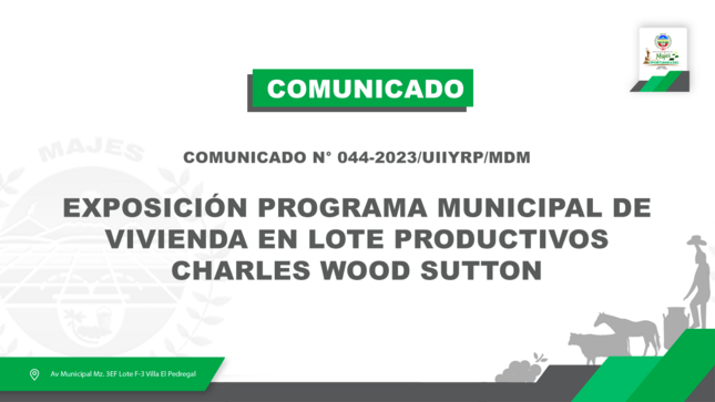 COMUNICADO N° 044-2023/UIIYRP/MDM
