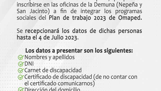  Comunicado sobre Omaped en el Distrito de Nepeña