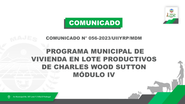 COMUNICADO N° 056-2023/UIIYRP/MDM