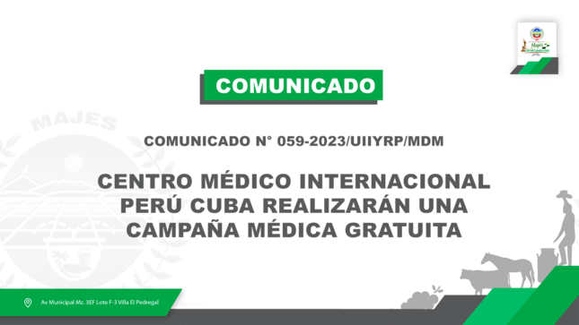 COMUNICADO N° 059-2023/UIIYRP/MDM