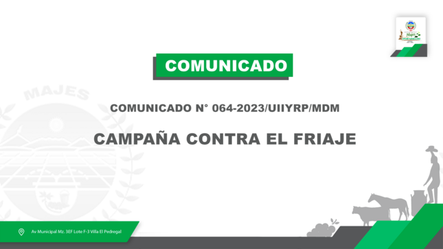 COMUNICADO N° 0064-2023/UIIYRP/MDM