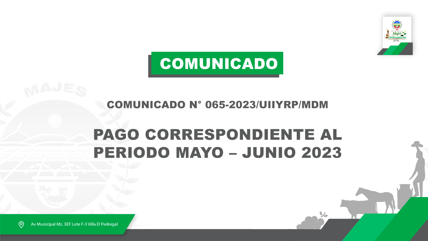 COMUNICADO N° 0065-2023/UIIYRP/MDM