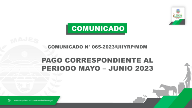 COMUNICADO N° 0065-2023/UIIYRP/MDM