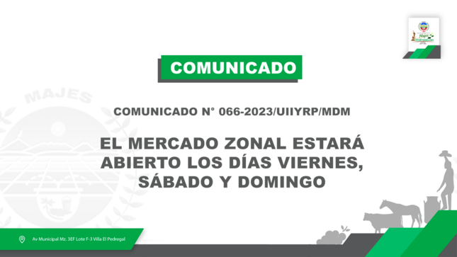 COMUNICADO N° 0066-2023/UIIYRP/MDM