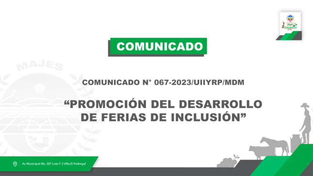 COMUNICADO N° 0067-2023/UIIYRP/MDM