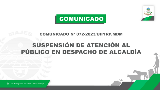 COMUNICADO N° 0072-2023/UIIYRP/MDM