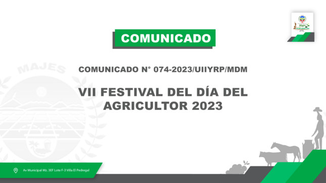 COMUNICADO N° 0074-2023/UIIYRP/MDM