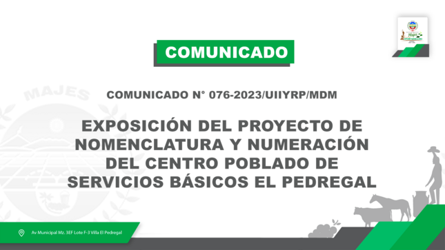 COMUNICADO N° 0076-2023/UIIYRP/MDM