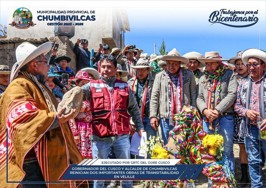 Gobernador del Cusco y alcalde de Chumbivilcas reinician dos importantes obras de transitabilidad en Velille