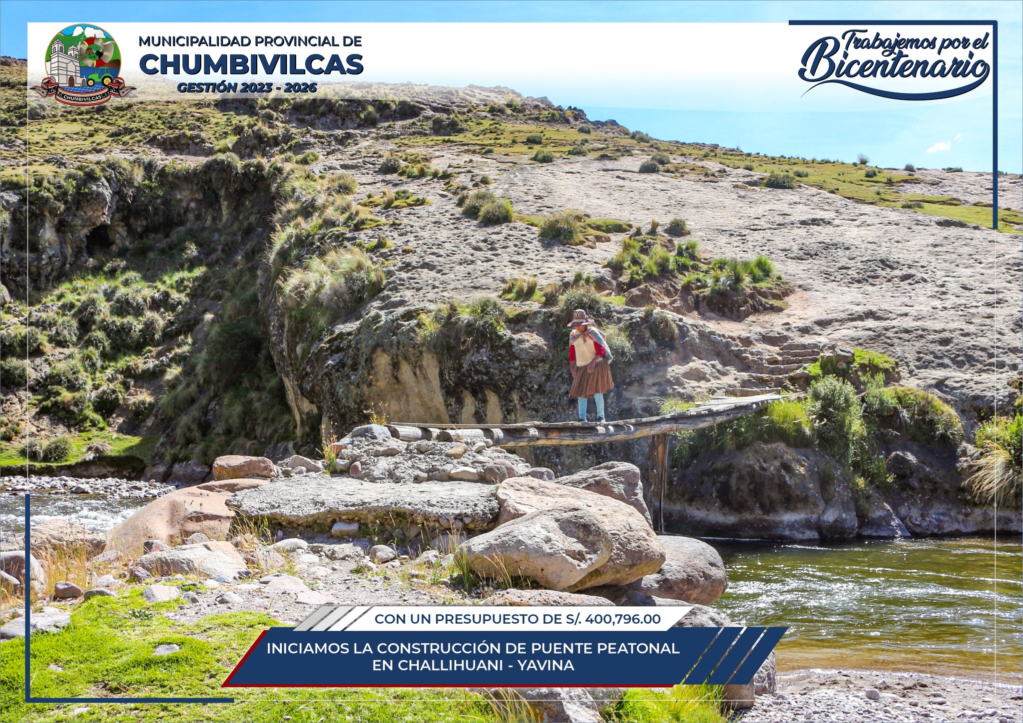 Municipalidad de Chumbivilcas inicia construcción de puente peatonal en Challihuani - Yavina