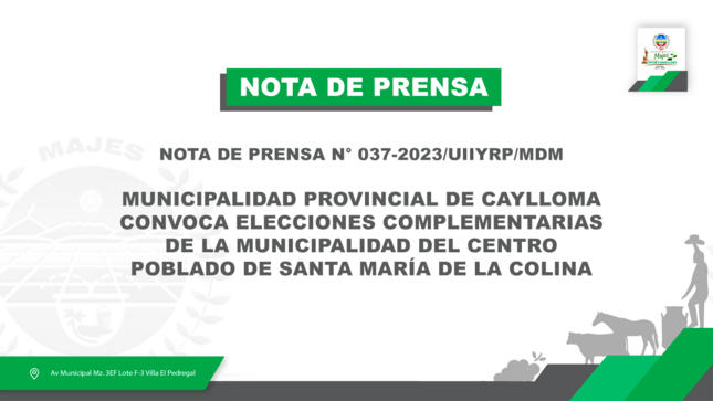 NOTA DE PRENSA N° 037-2023/UIIYRP/MDM