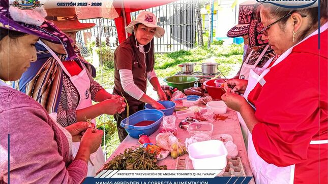 Madres de Santo Tomás - Chumbivilcas aprenden la correcta alimentación mediante sesiones demostrativas ricas en hierro 
