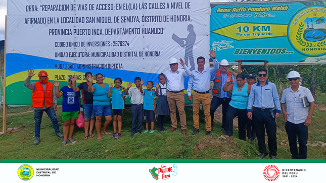 Primera piedra del proyecto y acondicionamiento de las calles del centro poblado de San Miguel de Semuya