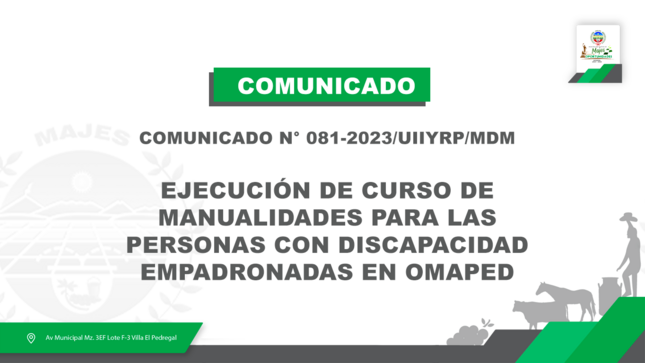 COMUNICADO N°81-2023/UUIIYRP/MDM