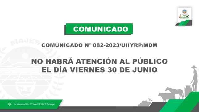 COMUNICADO N° 082-2023/UIIYRP/MDM
