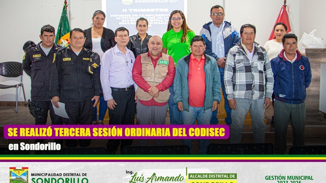 Se realizó tercera sesión ordinaria del CODISEC en el Distrito de Sondorillo