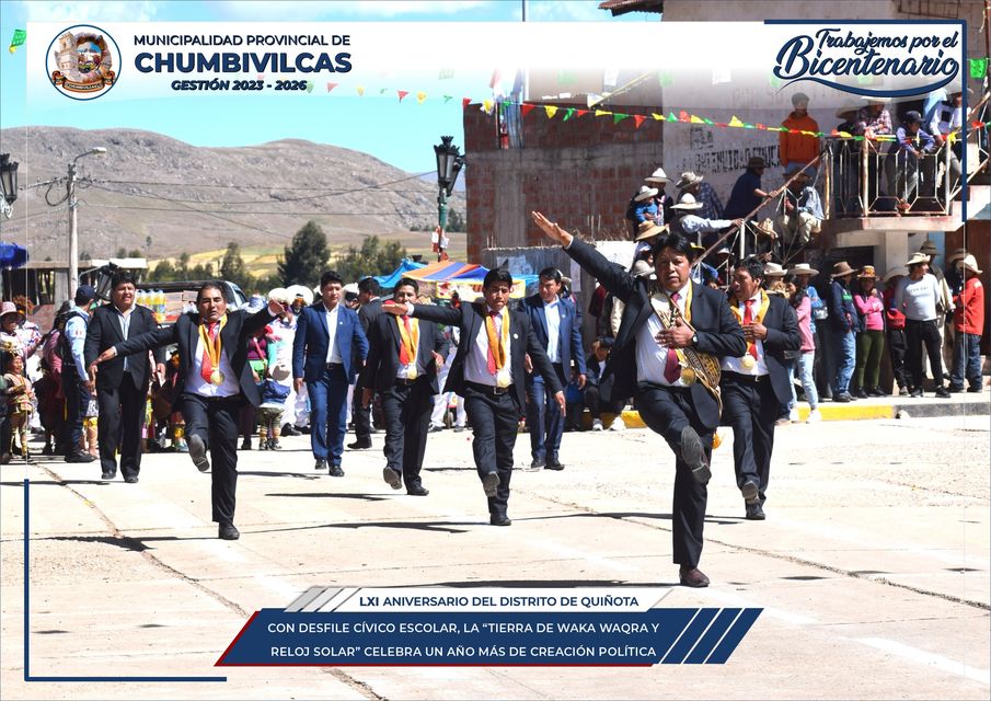 Municipalidad de Chumbivilcas saluda al distrito de Quiñota por el LXI Aniversario de Creación Política 