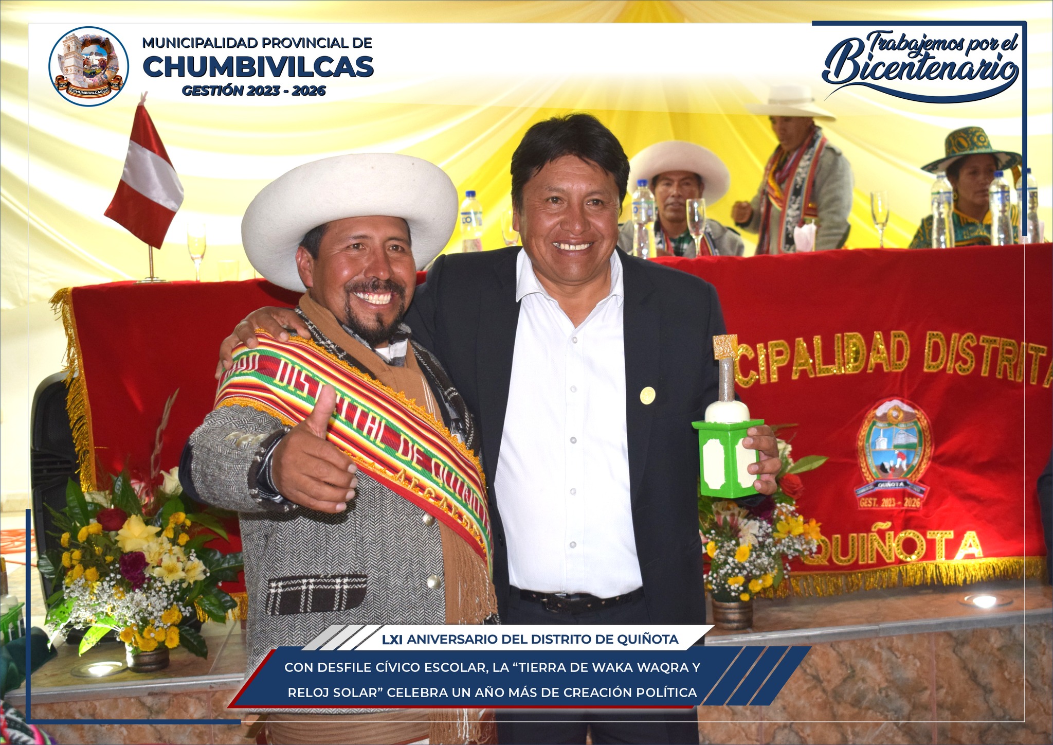 Municipalidad de Chumbivilcas saluda al distrito de Quiñota por el LXI Aniversario de Creación Política 