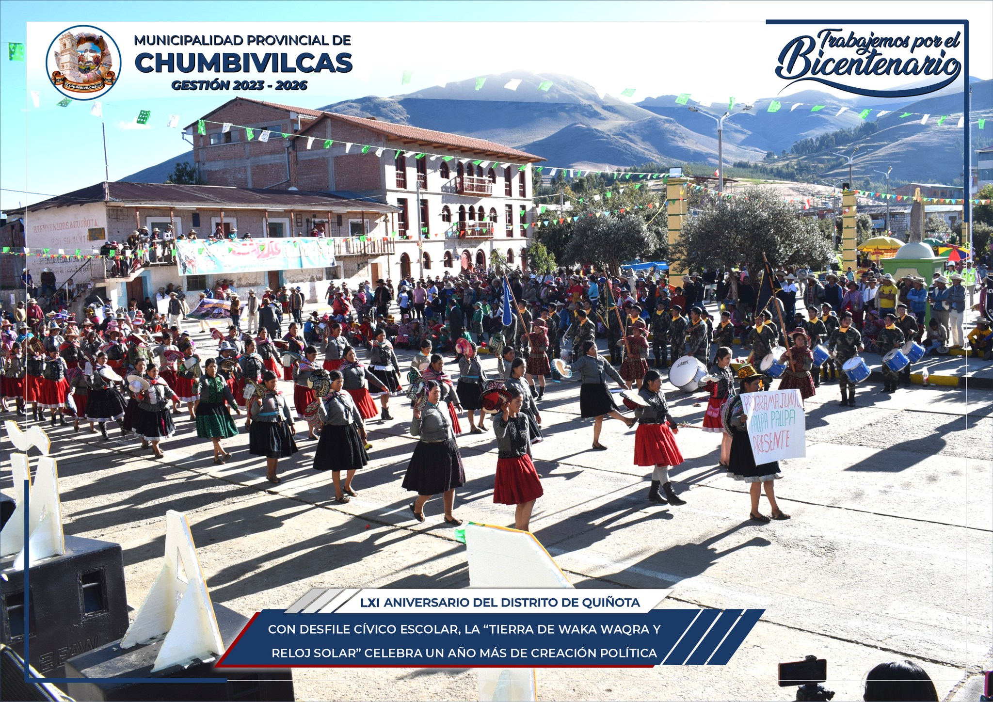 Municipalidad de Chumbivilcas saluda al distrito de Quiñota por el LXI Aniversario de Creación Política 