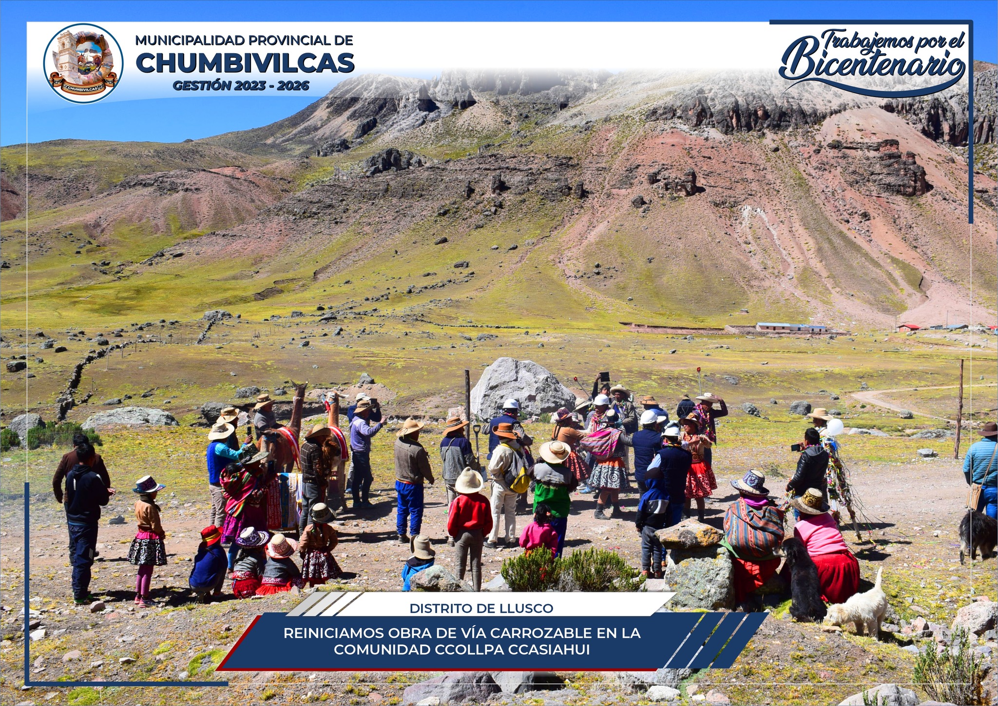 Municipalidad de Chumbivilcas reinicia vía carrozable en la comunidad Ccollpa Ccasiahui del distrito de Llusco