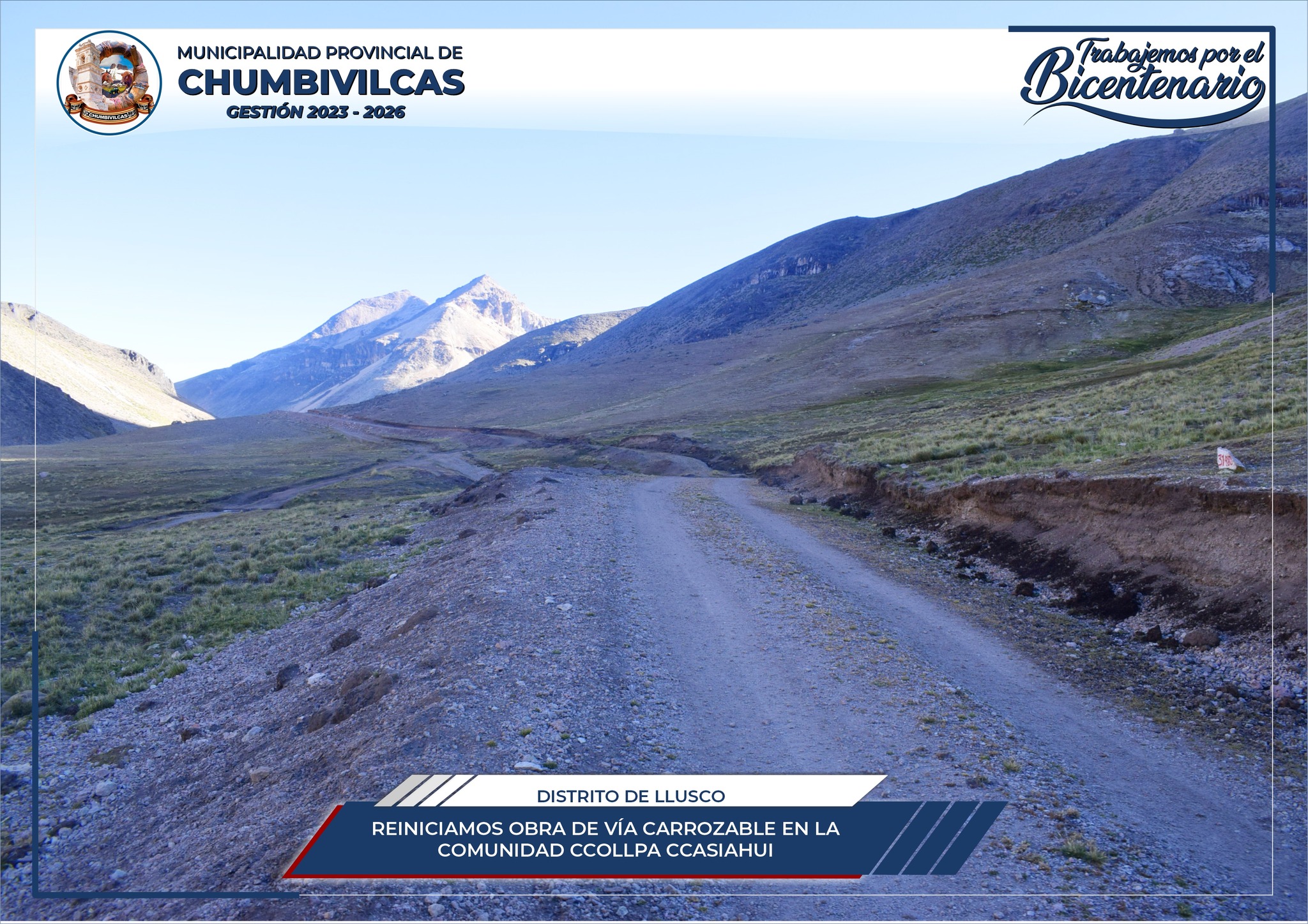 Municipalidad de Chumbivilcas reinicia vía carrozable en la comunidad Ccollpa Ccasiahui del distrito de Llusco