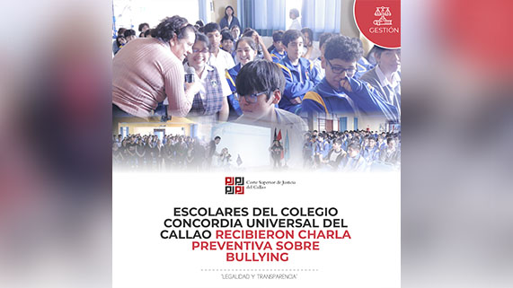 Escolares del colegio Concordia Universal recibieron charla preventiva de bullying de la Corte Superior del Callao