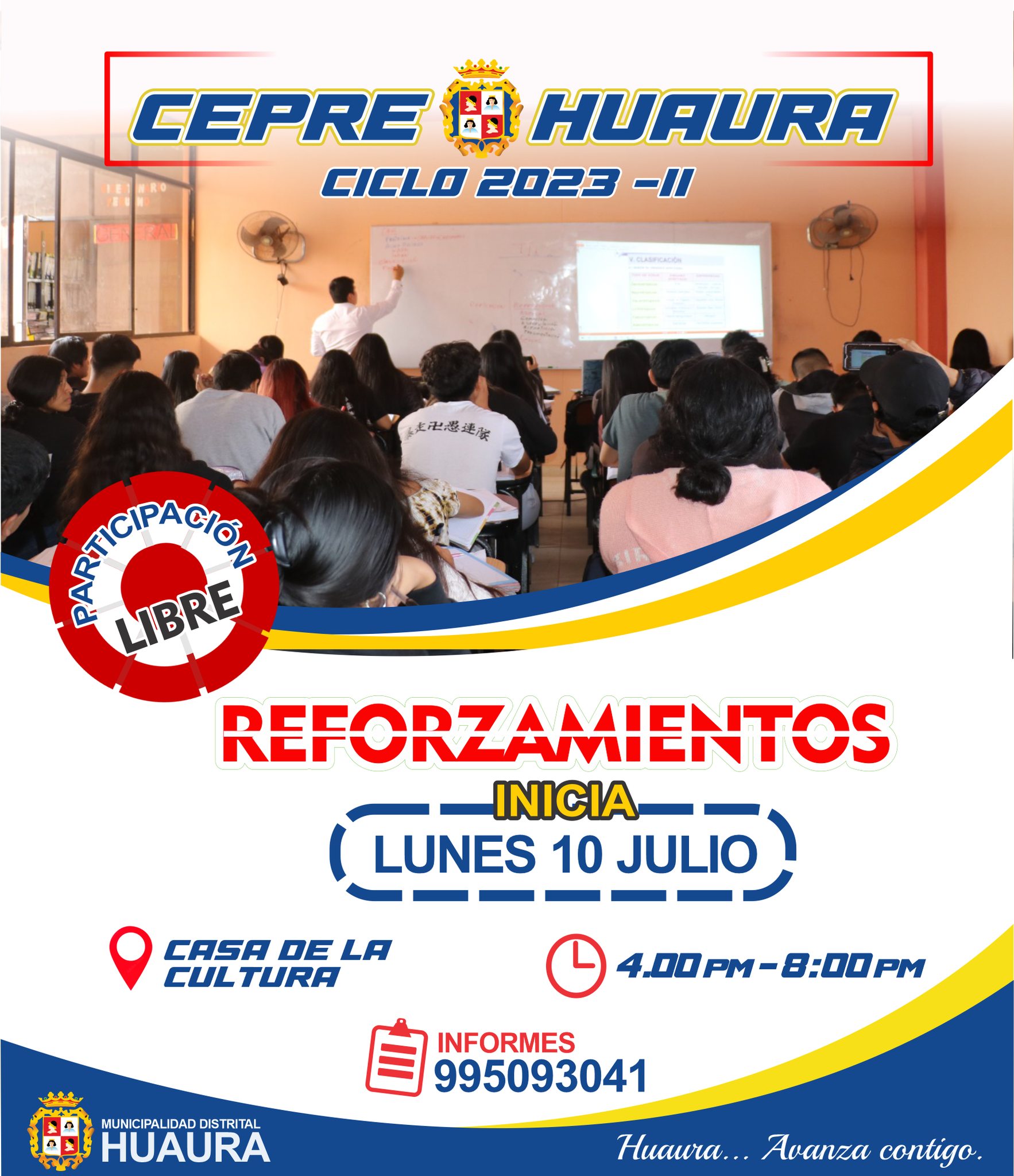 ACADEMIA MUNICIPAL “CEPRE HUAURA” INICIA REFORZAMIENTOS ACADEMICOS EN LAS TARDES