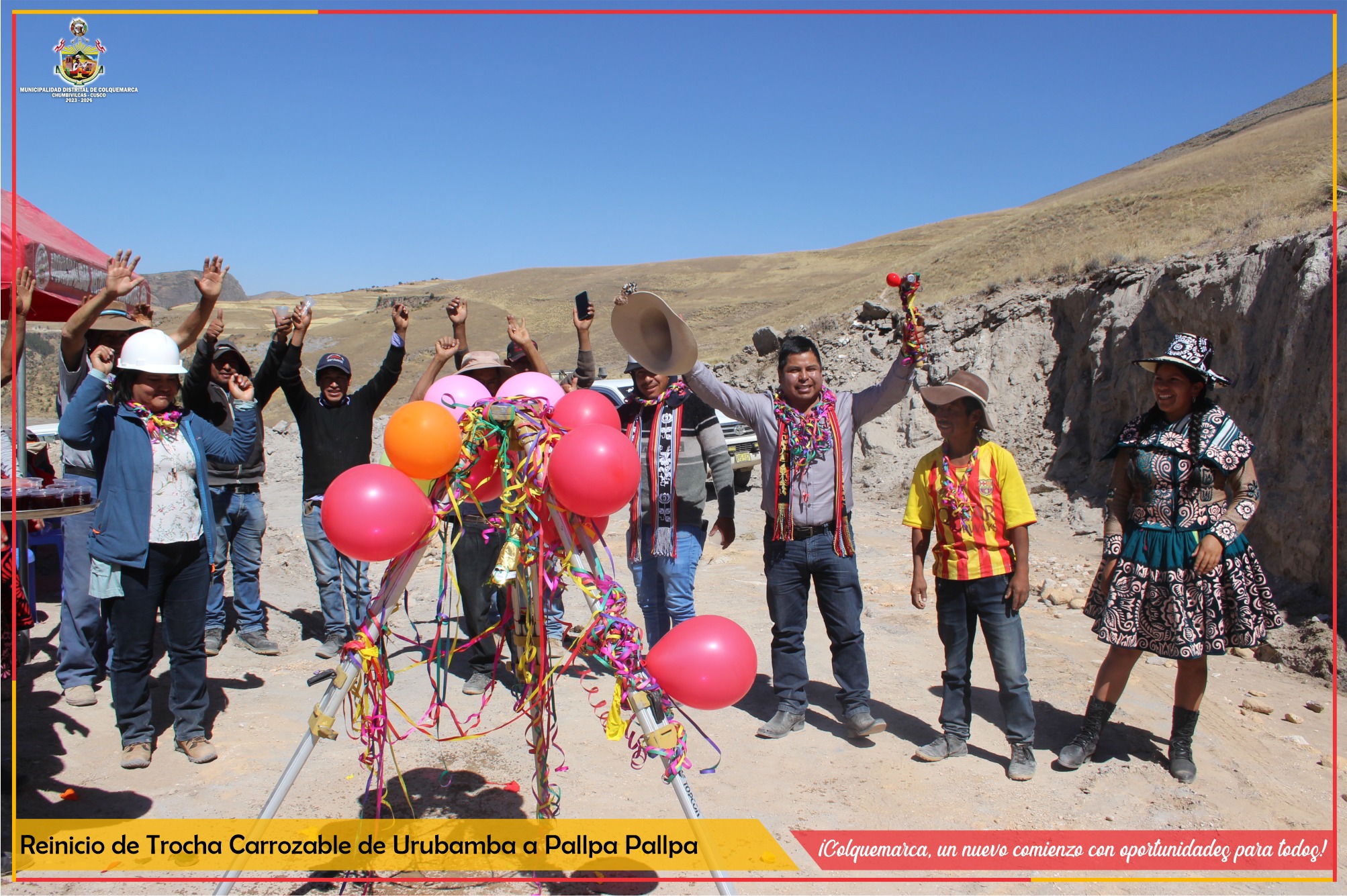 La Municipalidad Distrital de Colquemarca reinició la obra de creación de trocha carrozable desde la Comunidad de Urubamba hasta la Comunidad de Pallpa Pallpa. Esta obra tiene como objetivo mejorar las condiciones de transporte y promover el desarrollo en las comunidades de nuestro distrito.
En el reinicio de la obra estuvieron presentes destacadas personalidades, entre ellas, el Alcalde Prof. Santos Oviedo, quien reafirmó su compromiso de impulsar proyectos que mejoren la calidad de vida de los ciudadanos. Asimismo, estuvo presente el ingeniero Rafael Torres Chicata, residente de la obra. También contamos con la presencia de la ingeniera Yaquelin Peralta, representante de la gerencia de Infraestructura, y el Sr. Marco Mendoza Vega, presidente de la comunidad junta directiva, junto con los comuneros de la Comunidad.
La obra contempla tres componentes fundamentales: en primer lugar, se llevará a cabo el corte en material suelto para preparar el terreno. Posteriormente, se realizará la afirmación de terraplén mediante relleno natural, asegurando una base firme y estable para la trocha. Por último, se llevará a cabo el perfilado de la trocha, garantizando una superficie adecuada para el tránsito vehicular.
La apertura de la trocha tendrá una extensión de 7.94 kilómetros, beneficiando a las comunidades comprendidas entre Urubamba y Pallpa Pallpa. Esta iniciativa busca facilitar el acceso a servicios básicos, como educación, salud y comercio, así como fomentar la integración y la conectividad entre las comunidades.
A la fecha, nos complace informar que el tramo correspondiente a Urubamba se reinicia con un avance del 31.27%. Esto demuestra el compromiso de las autoridades y los equipos de trabajo involucrados en la ejecución de esta importante obra. Estamos trabajando de la mano con la comunidad para lograr avances significativos en el menor tiempo posible.
La Municipalidad Distrital de Colquemarca se compromete a seguir trabajando arduamente para culminar satisfactoriamente esta importante obra y cumplir con las expectativas de las comunidades beneficiadas. Agradecemos el apoyo y la comprensión de los ciudadanos durante la ejecución de los trabajos, y los invitamos a ser partícipes activos en el desarrollo de nuestro distrito.
¡Colquemarca, un nuevo comienzo con oportunidades para todos!
Prof. Santos Oviedo Ataucuri - Alcalde
Gestión 2023 - 2026