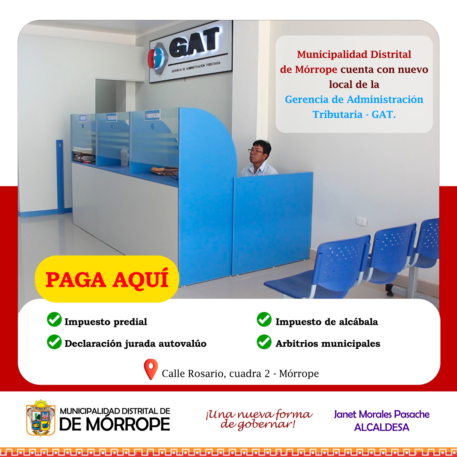 Gerencia de Administración Tributaria cuenta con nuevo local para atender a nuestra población.