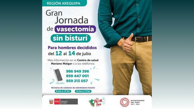 Arequipa: Minsa realiza gran jornada gratuita de vasectomía sin bisturí
